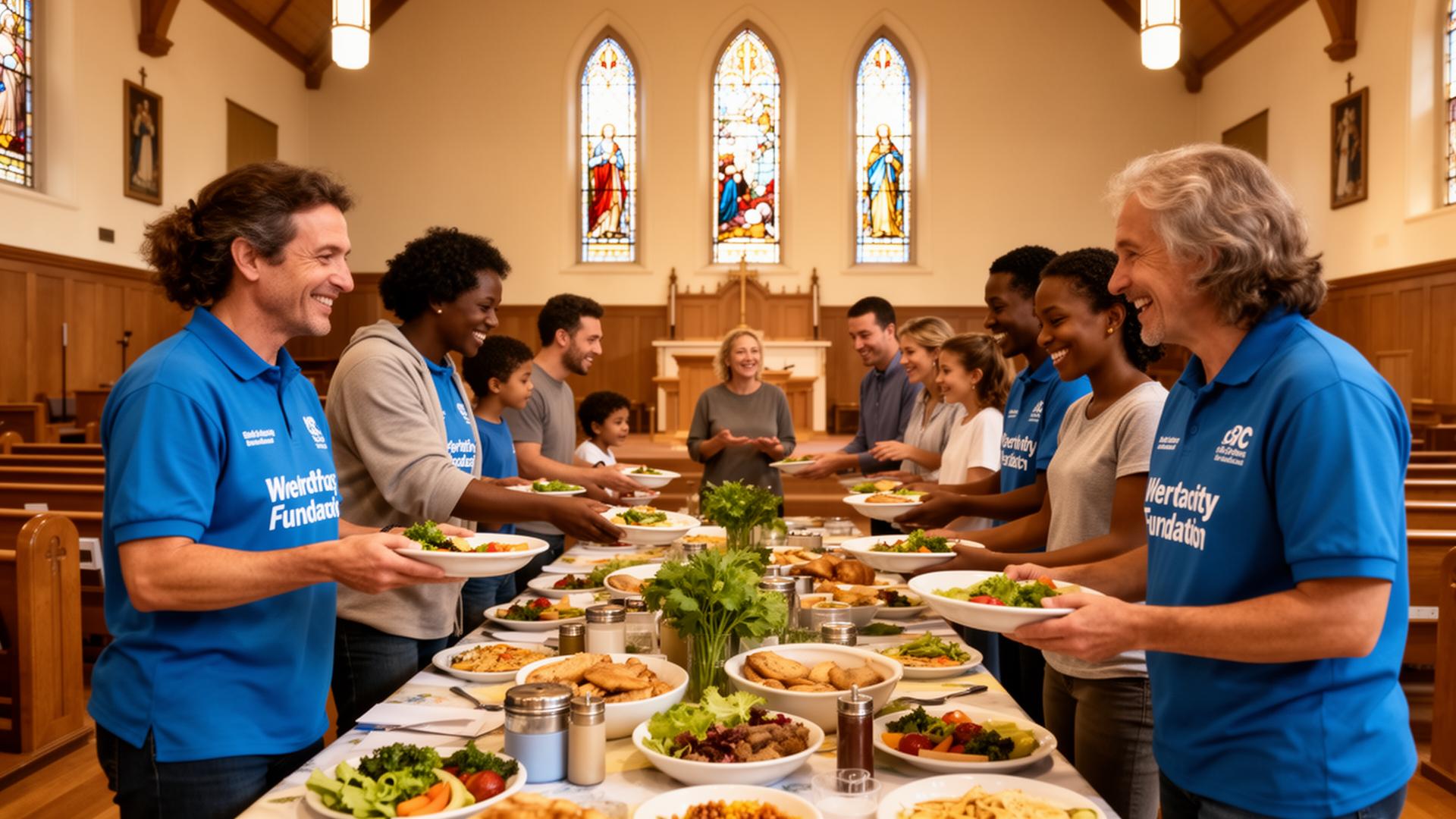Community volunteers serving together